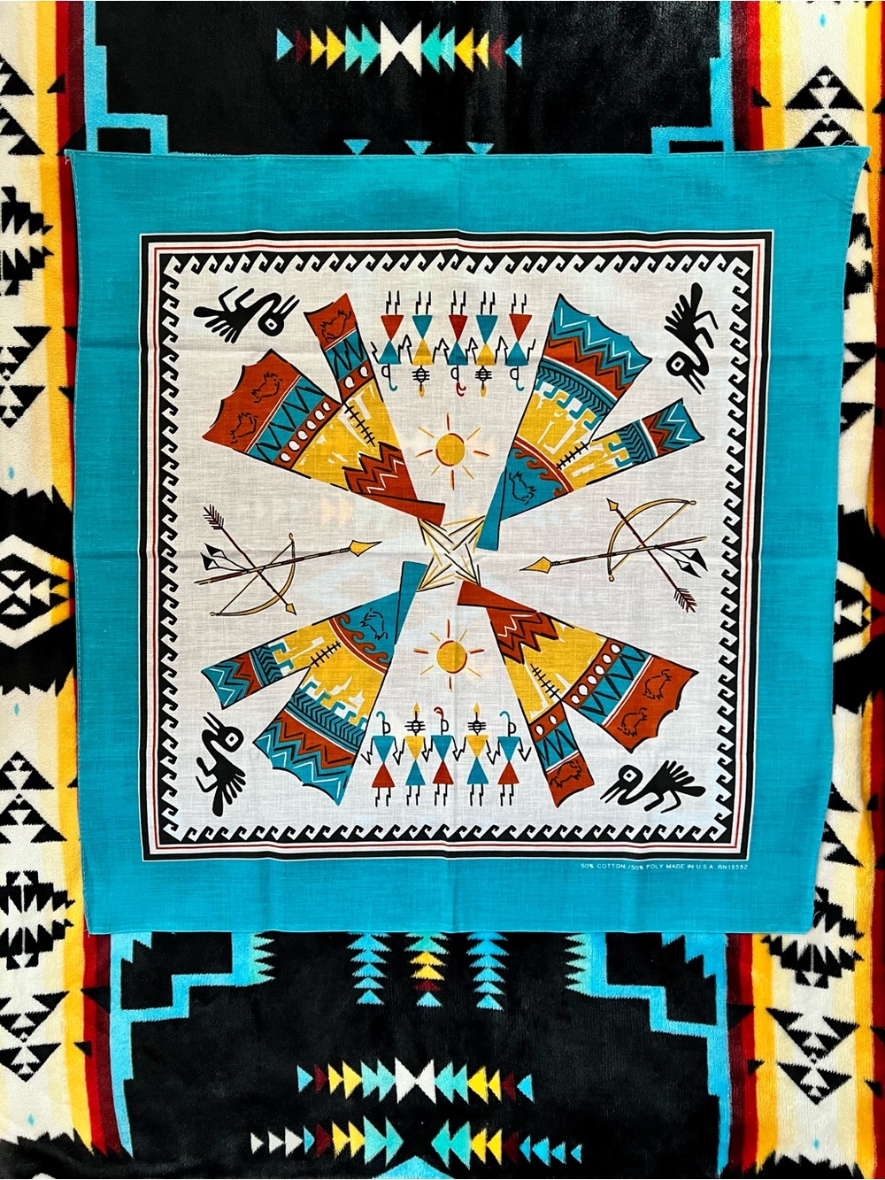 Turquoise Native-Style Wall Hanging/Bandana